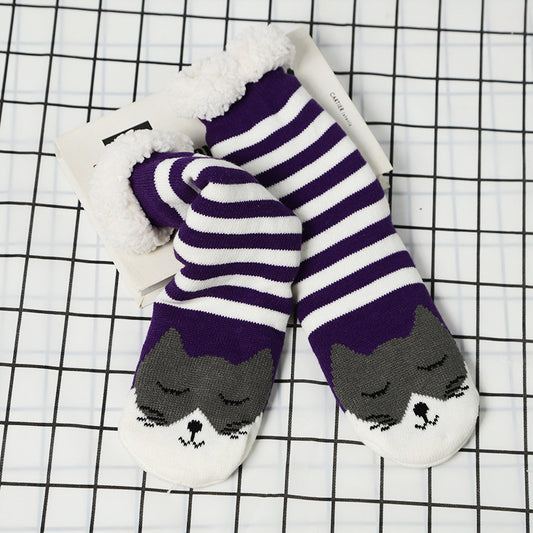 Plush Animal Face Warm House Socks