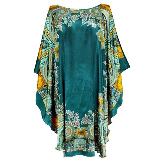 Silk-Feel Cotton Rayon Patterned Summer Robe
