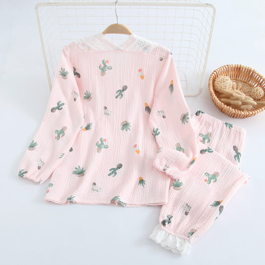 Kimono Style Cotton Gauze Maternal Pyjamas