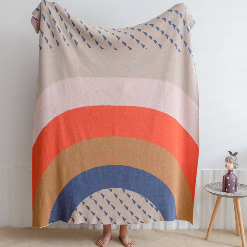 Rainbow Print Shawl Sofa Blanket
