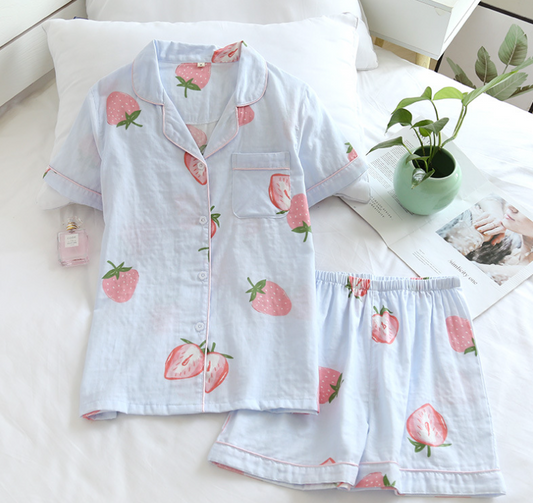 Strawberry Print Summer Pyjamas