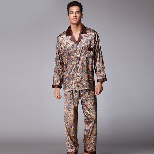 Retro Patterned Silk-feel Pyjamas
