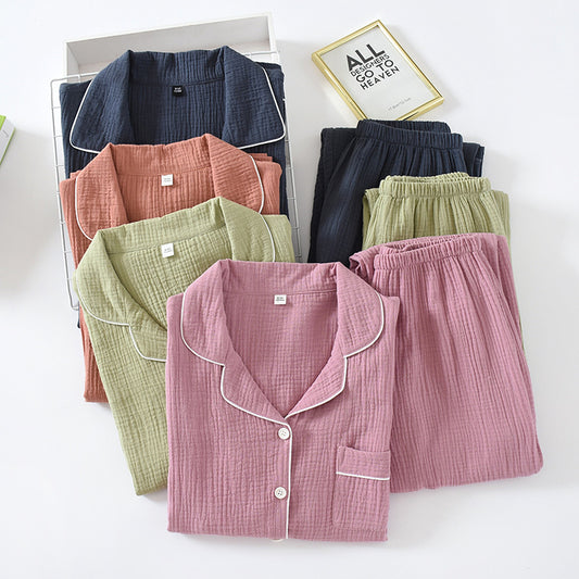 Classic Style Cotton Long-Sleeved Sleep Suit