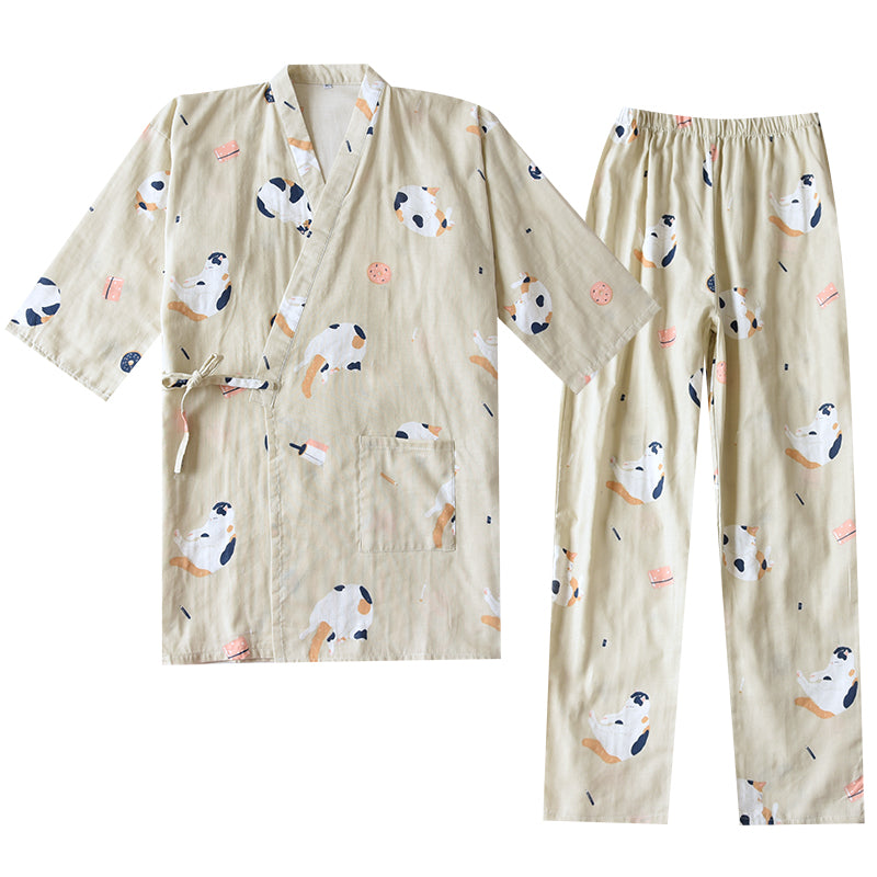 Kimono Style Cotton Unisex Loungewear Suit