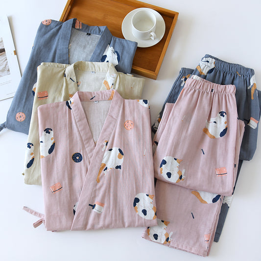 Kimono Style Cotton Unisex Loungewear Suit