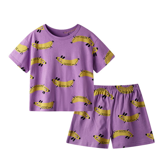 Two-piece Children's Short-sleeved Cartoon Print Pyjamas